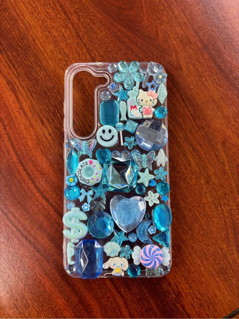 Apple Clear Phone Case with Lime Green Glitter Charms